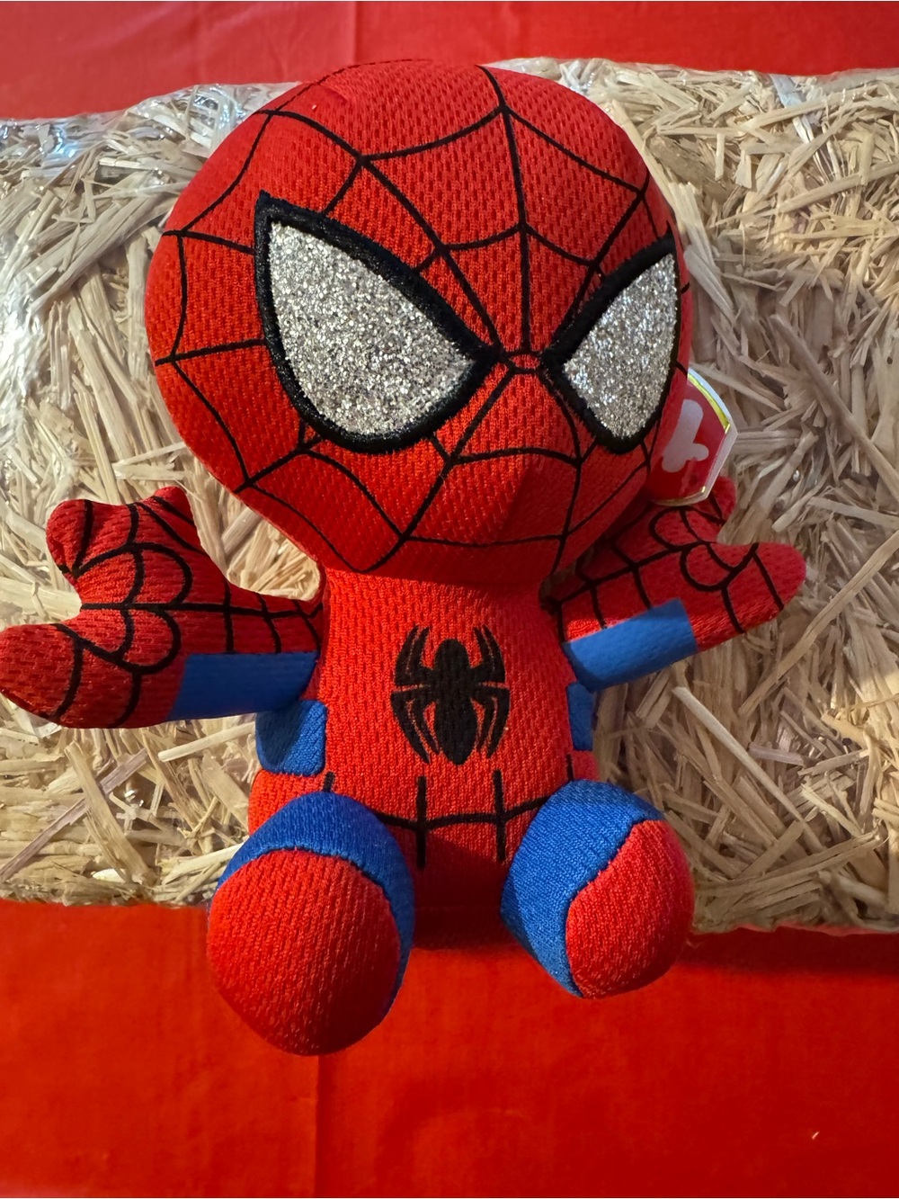 Ty Marvel-Inspired Red & Blue Spider Plush with Sparkle Eyes